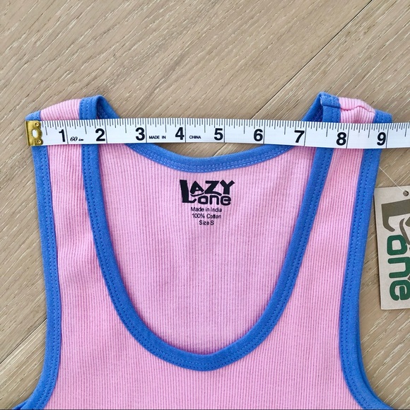 ⭐️Lazy One⭐️Pink Moose Graphic Ribbed Tank Top Cotton Tee T-Shirt Wo's S Small - Picture 5 of 9
